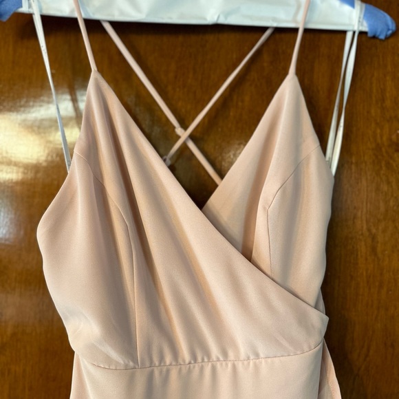 LuLu’s Light Blush Lace up High Low Chiffon Maxi Dress - XS - Picture 5 of 7